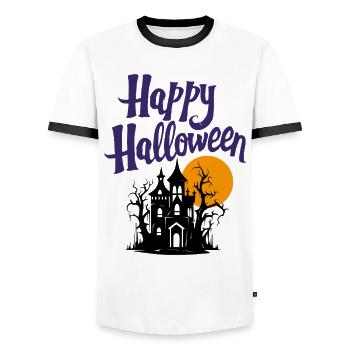 Joyeux halloween - T-shirt contrasté Homme - blanc/noir - Devant - AI Model Female 172 light (172cm) & AI Model Male 178 dark (178cm)