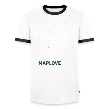 Geometric heart with map - Men's Ringer Shirt - white/black - Front - AI Model Female 172 light (172cm) & AI Model Male 178 dark (178cm)