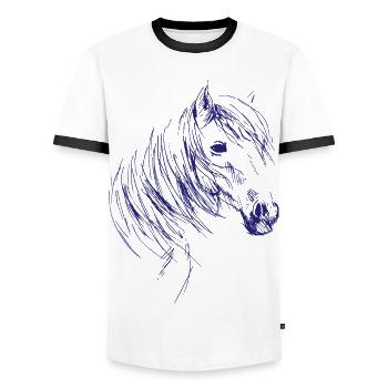 Horse Riding Horses Equestrian Sport - Men's Ringer Shirt - white/black - Front - AI Model Female 172 light (172cm) & AI Model Male 178 dark (178cm)