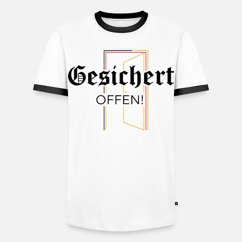 Gesichert Offen! Statement  - Männer Kontrast-T-Shirt - Weiß/Schwarz