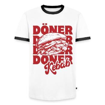 Döner Kebab - Fast Food - Spruch - Men's Ringer Shirt - white/black - Front - AI Model Female 172 light (172cm) & AI Model Male 178 dark (178cm)