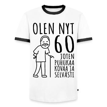 60 Geburtstag Mann 60er Jahre Ich bin 60 Jahre alt - Männer Kontrast-T-Shirt - Weiß/Schwarz - Vorne - AI Model Female 172 light (172cm) & AI Model Male 178 dark (178cm)