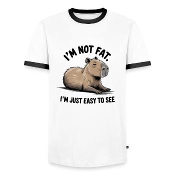 I'm not fat, I'm just easy to see - Funny Capybara - Men's Ringer Shirt - white/black - Front - AI Model Female 172 light (172cm) & AI Model Male 178 dark (178cm)