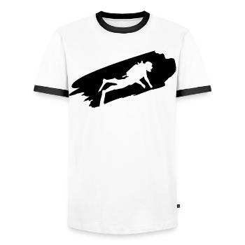 Diver - Diving - Diving Gifts - Men's Ringer Shirt - white/black - Front - AI Model Female 172 light (172cm) & AI Model Male 178 dark (178cm)