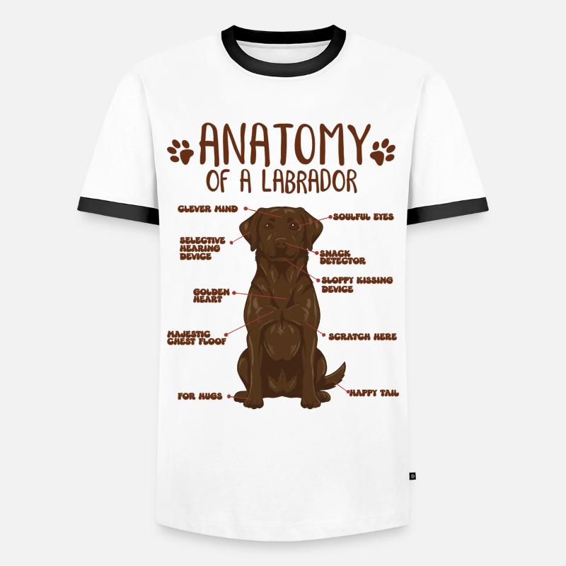 Anatomie eines braunen Labradors - Männer Kontrast-T-Shirt - Weiß/Schwarz