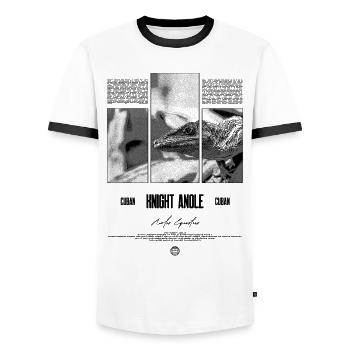 Kubanischer Ritter Anole Eidechse Besitzer Reptilienhalter - Männer Kontrast-T-Shirt - Weiß/Schwarz - Vorne - AI Model Female 172 light (172cm) & AI Model Male 178 dark (178cm)