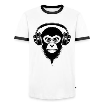 Fierce Affenkopf Stare Beat Edition Shirt - Männer Kontrast-T-Shirt - Weiß/Schwarz - Vorne - AI Model Female 172 light (172cm) & AI Model Male 178 dark (178cm)
