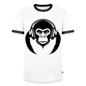 Motion Affenkopf Dynamic Line Edition Shirt - Männer Kontrast-T-Shirt - Weiß/Schwarz - Vorne - AI Model Female 172 light (172cm) & AI Model Male 178 dark (178cm)