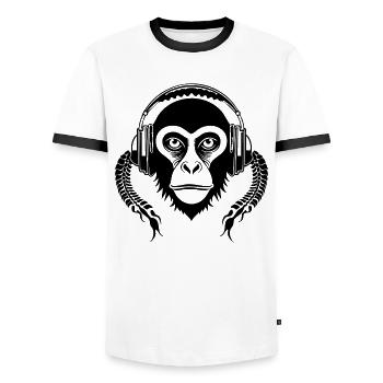 Monkey Head Dynamics City Sound Beat Edition Shirt - Men's Ringer Shirt - white/black - Front - AI Model Female 172 light (172cm) & AI Model Male 178 dark (178cm)