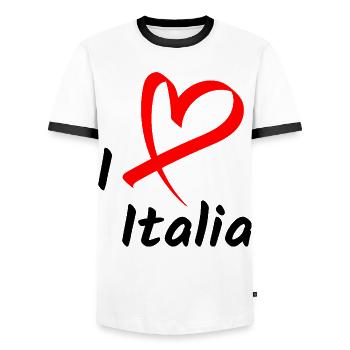 I Love Italia Heart Gift - Men's Ringer Shirt - white/black - Front - AI Model Female 172 light (172cm) & AI Model Male 178 dark (178cm)