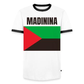 T-shirt Madinina drapeau Martinique - T-shirt contrasté Homme - blanc/noir - Devant - AI Model Female 172 light (172cm) & AI Model Male 178 dark (178cm)