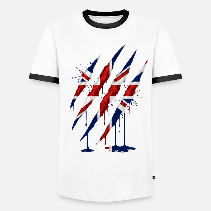 Union Jack Claw Scratch Mark - Men's Ringer Shirt - white/black