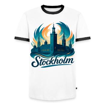 Stockholm la plus belle capitale Suède Cadeau - T-shirt contrasté Homme - blanc/noir - Devant - AI Model Female 172 light (172cm) & AI Model Male 178 dark (178cm)