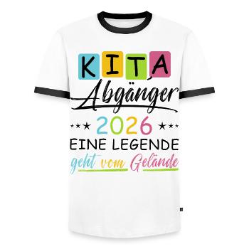 Diplômés en garderie 2026 - T-shirt contrasté Homme - blanc/noir - Devant - AI Model Female 172 light (172cm) & AI Model Male 178 dark (178cm)