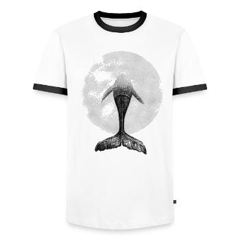 Tauchender Riese: Der Wal im Ozeankreis - Männer Kontrast-T-Shirt - Weiß/Schwarz - Vorne - AI Model Female 172 light (172cm) & AI Model Male 178 dark (178cm)