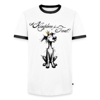 Royalty Dog - Un royaume pour un régal ! - T-shirt contrasté Homme - blanc/noir - Devant - AI Model Female 172 light (172cm) & AI Model Male 178 dark (178cm)