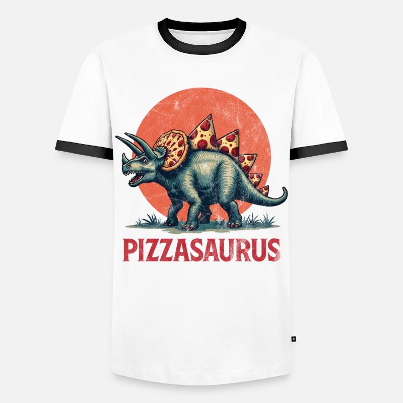 Pizzasaurus - Men's Ringer Shirt - white/black