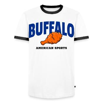 Buffalo Wing Football Shirt – Lustiges Fan Design - Männer Kontrast-T-Shirt - Weiß/Schwarz - Vorne - AI Model Female 172 light (172cm) & AI Model Male 178 dark (178cm)