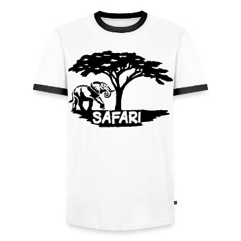 Safari und schwarzer Elefant - Männer Kontrast-T-Shirt - Weiß/Schwarz - Vorne - AI Model Female 172 light (172cm) & AI Model Male 178 dark (178cm)