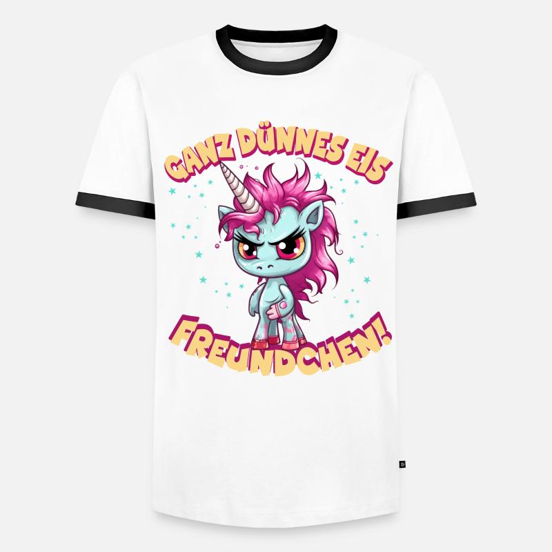 Wütendes Einhorn mit pinker Mähne - Männer Kontrast-T-Shirt - Weiß/Schwarz