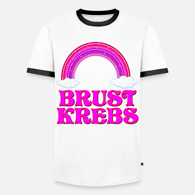 BRUSTKREBS REGENBOGEN - Männer Kontrast-T-Shirt - Weiß/Schwarz