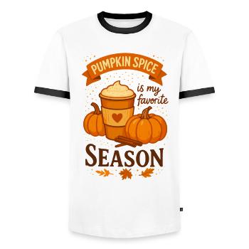 Pumpkin Spice Is My Favorite Season - Men's Ringer Shirt - white/black - Front - AI Model Female 172 light (172cm) & AI Model Male 178 dark (178cm)