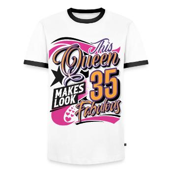 35th Birthday Queen Women - Men's Ringer Shirt - white/black - Front - AI Model Female 172 light (172cm) & AI Model Male 178 dark (178cm)
