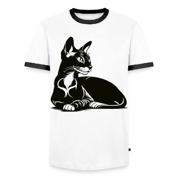 Orientalisch Kurzhaar – Elegant und charismatisch - Männer Kontrast-T-Shirt - Weiß/Schwarz - Vorne - AI Model Female 172 light (172cm) & AI Model Male 178 dark (178cm)
