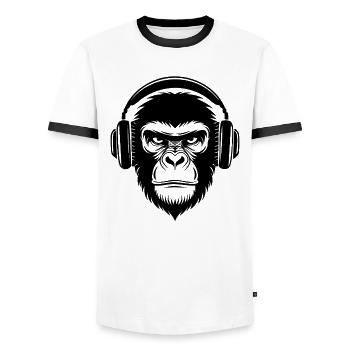 Festival Groove Crowd Mix Monkey Head Shirt - Men's Ringer Shirt - white/black - Front - AI Model Female 172 light (172cm) & AI Model Male 178 dark (178cm)