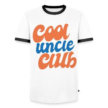 Cooler Onkel Club - Cool Uncle Club - Men's Ringer Shirt - white/black - Front - AI Model Female 172 light (172cm) & AI Model Male 178 dark (178cm)