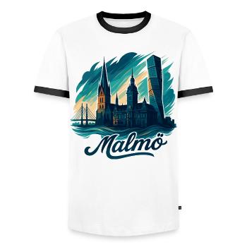 Malmö Stadt Schweden cool maritim Geschenk - Männer Kontrast-T-Shirt - Weiß/Schwarz - Vorne - AI Model Female 172 light (172cm) & AI Model Male 178 dark (178cm)