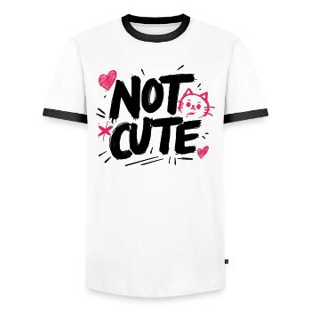 Not Cute! - Men's Ringer Shirt - white/black - Front - AI Model Female 172 light (172cm) & AI Model Male 178 dark (178cm)