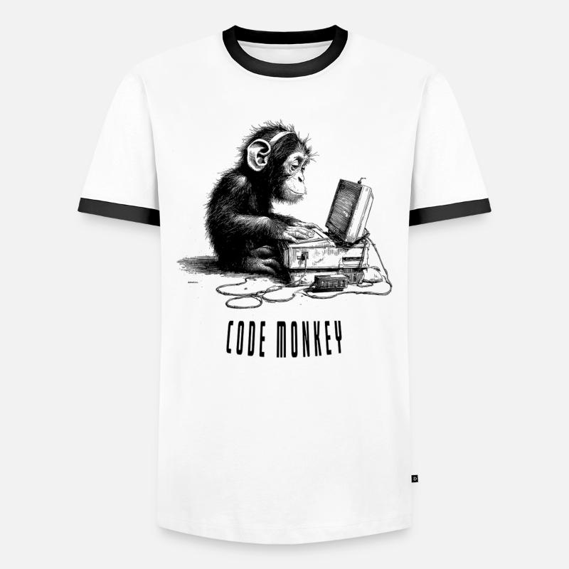 Code Monkay - Männer Kontrast-T-Shirt - Weiß/Schwarz