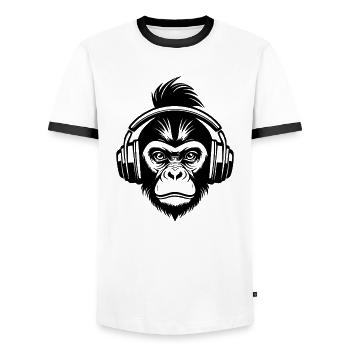 Monkey Head Bass Moment Beat Session Chemise - T-shirt contrasté Homme - blanc/noir - Devant - AI Model Female 172 light (172cm) & AI Model Male 178 dark (178cm)
