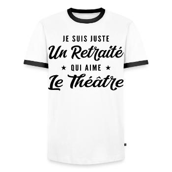 Retraité Comédien Humour Cadeau Retraite - T-shirt contrasté Homme - blanc/noir - Devant - AI Model Female 172 light (172cm) & AI Model Male 178 dark (178cm)