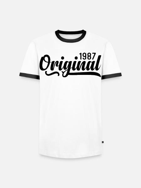 1987 anniversaire 38 ans, rétro 1987 - T-shirt contrasté Homme - blanc/noir
