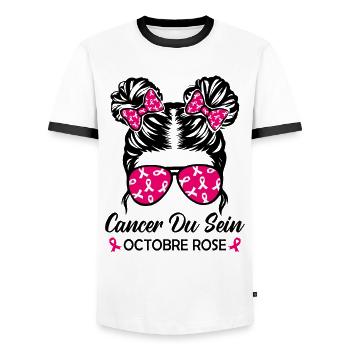 Breast Cancer Pink October - Men's Ringer Shirt - white/black - Front - AI Model Female 172 light (172cm) & AI Model Male 178 dark (178cm)