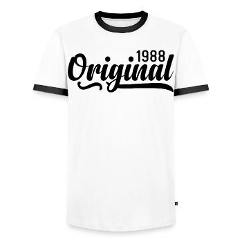 1988 Geburtstag 37 Jahre Alt, retro 1988 - Männer Kontrast-T-Shirt - Weiß/Schwarz - Vorne - AI Model Female 172 light (172cm) & AI Model Male 178 dark (178cm)