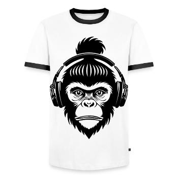 Affenkopf mit Haarknoten Urban Club Shirt - Männer Kontrast-T-Shirt - Weiß/Schwarz - Vorne - AI Model Female 172 light (172cm) & AI Model Male 178 dark (178cm)