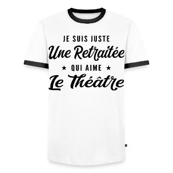 Retraitée Actrice Humour Cadeau Retraite - T-shirt contrasté Homme - blanc/noir - Devant - AI Model Female 172 light (172cm) & AI Model Male 178 dark (178cm)