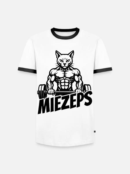 Miezeps - Muskelkater - Katze - Spruch - Männer Kontrast-T-Shirt - Weiß/Schwarz