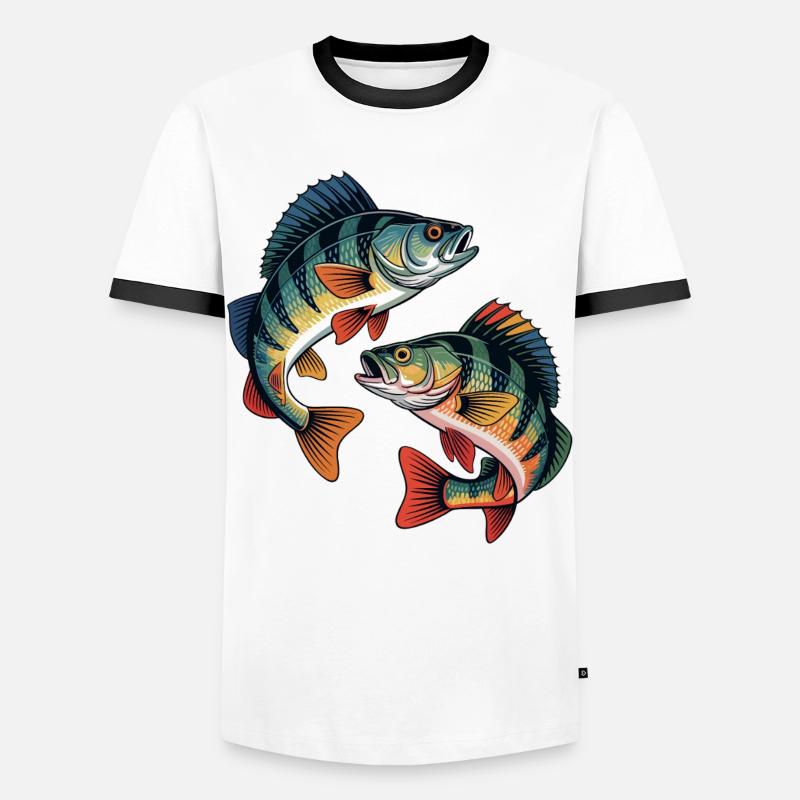 Zwei springende Barsche - Männer Kontrast-T-Shirt - Weiß/Schwarz