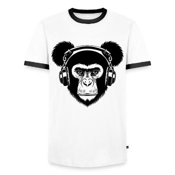 Planche à roulettes Monkey Night Rhythm Street Chemise - T-shirt contrasté Homme - blanc/noir - Devant - AI Model Female 172 light (172cm) & AI Model Male 178 dark (178cm)