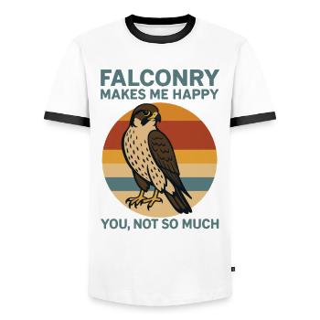 La fauconnerie me rend heureux tu ne sois pas tellement rétro - T-shirt contrasté Homme - blanc/noir - Devant - AI Model Female 172 light (172cm) & AI Model Male 178 dark (178cm)
