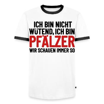 I'm not angry - I'm Palatine - Men's Ringer Shirt - white/black - Front - AI Model Female 172 light (172cm) & AI Model Male 178 dark (178cm)