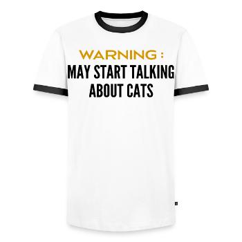 Attention can talk about cats - Men's Ringer Shirt - white/black - Front - AI Model Female 172 light (172cm) & AI Model Male 178 dark (178cm)