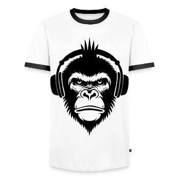 Punk Monkey Head DJ Street Power Chemise - T-shirt contrasté Homme - blanc/noir - Devant - AI Model Female 172 light (172cm) & AI Model Male 178 dark (178cm)