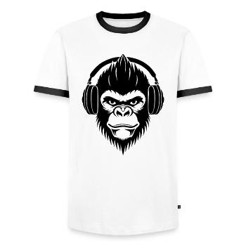 Night Drive Monkey Head Club Beats Chemise - T-shirt contrasté Homme - blanc/noir - Devant - AI Model Female 172 light (172cm) & AI Model Male 178 dark (178cm)