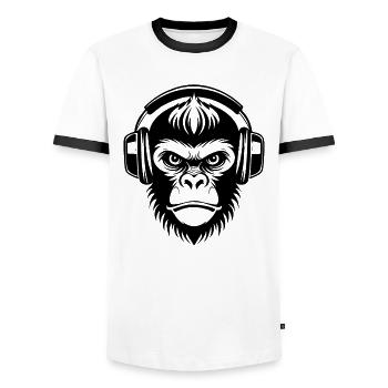 Heavy Metal Monkey Head Rock Power Chemise - T-shirt contrasté Homme - blanc/noir - Devant - AI Model Female 172 light (172cm) & AI Model Male 178 dark (178cm)