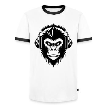 Chemise Grunge Monkey Head Rock Vibes Edition - T-shirt contrasté Homme - blanc/noir - Devant - AI Model Female 172 light (172cm) & AI Model Male 178 dark (178cm)